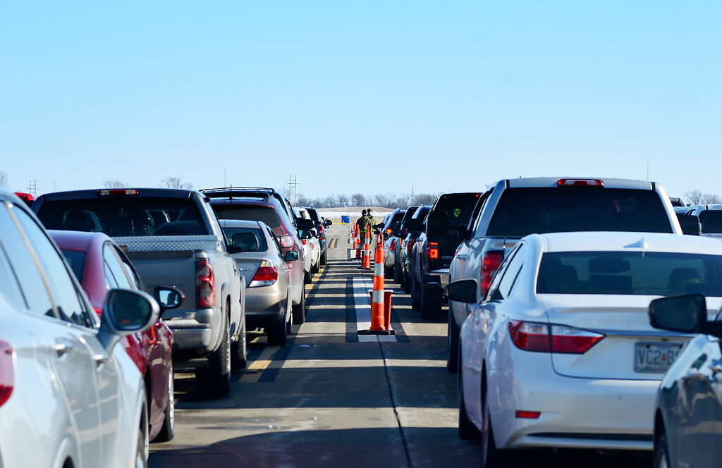 Hundreds of cars line the surrounding streets of Mexico Memorial Airport
